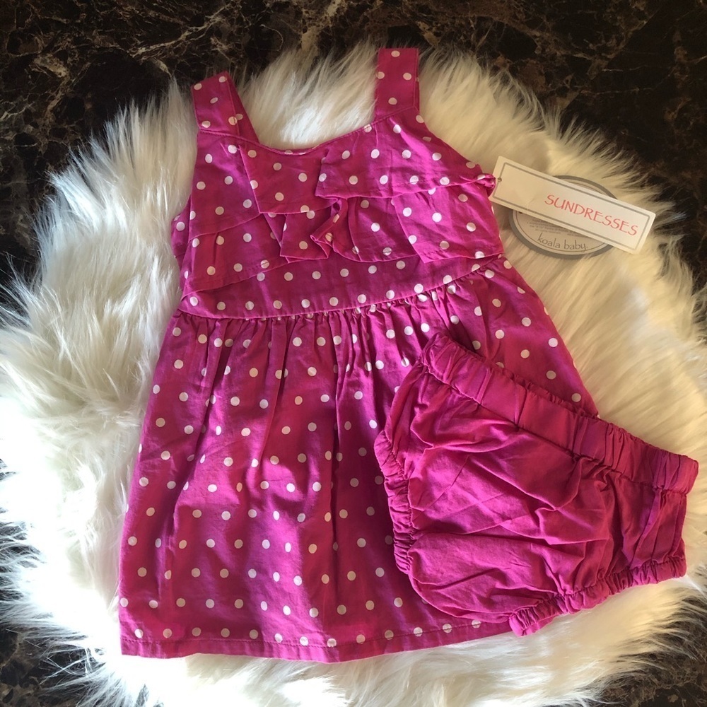 Toddler Polka dot pink dress set size 9 months